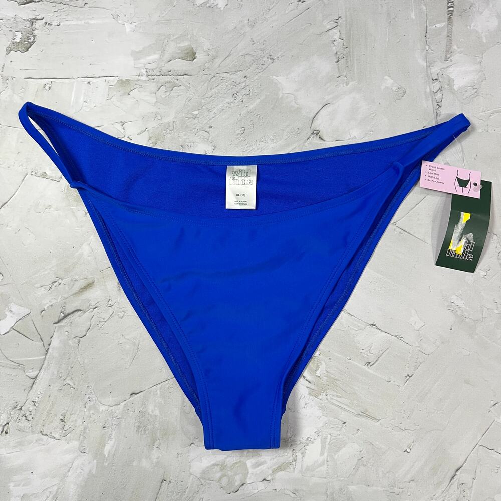 Wild Fable Tricot Bikini Bottom SIZE XL Cobalt Blue High Leg Cheeky